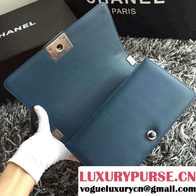 Chanel Embossed Paris-Salzburg Boy Flap Old Medium Bag Dark Green 2015
