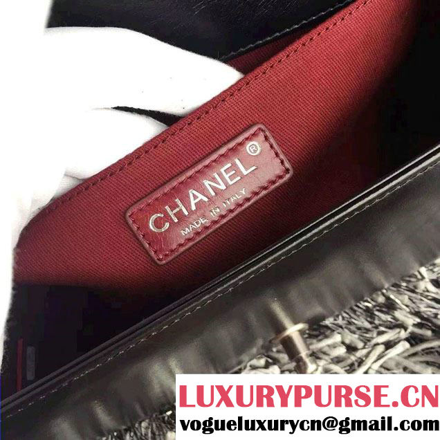 Chanel Leather Top Handle Boy Flap Shoulder Bag A94804 Black Runway 2015