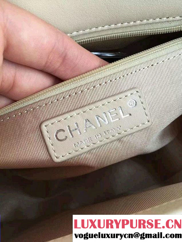Chanel Embellished Calfskin Top Handle Boy Flap Bag A94804 White Runway 2015