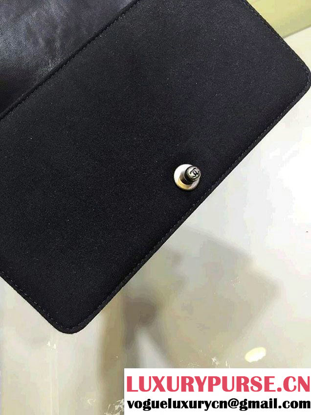 Chanel Felt with Embroideries Boy Flap Bag A67086 Black 2015