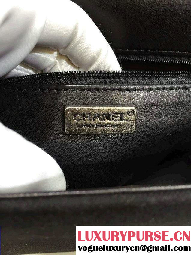 Chanel Felt with Embroideries Boy Flap Bag A67086 Black 2015