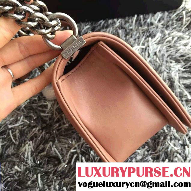 Chanel Calfskin Studded Boy Flap Bag Apricot Fall Winter 2015