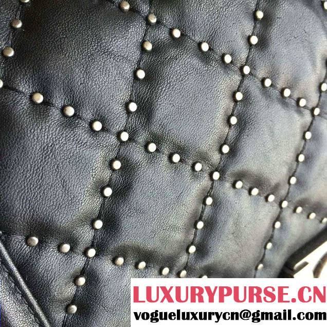 Chanel Calfskin Studded Boy Flap Bag Black Fall Winter 2015
