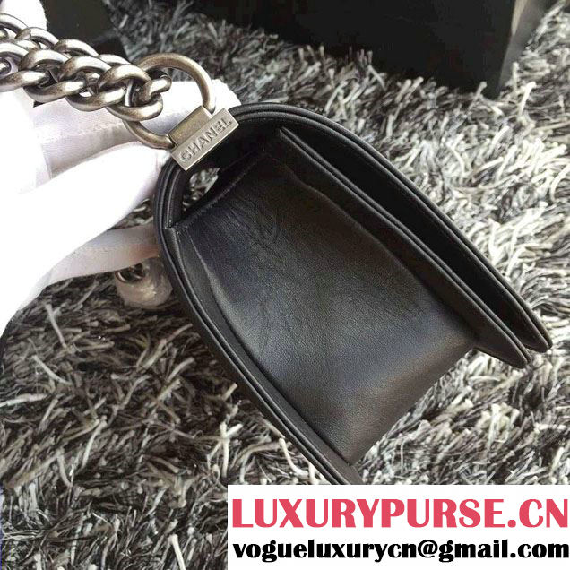 Chanel Calfskin Studded Boy Flap Bag Black Fall Winter 2015
