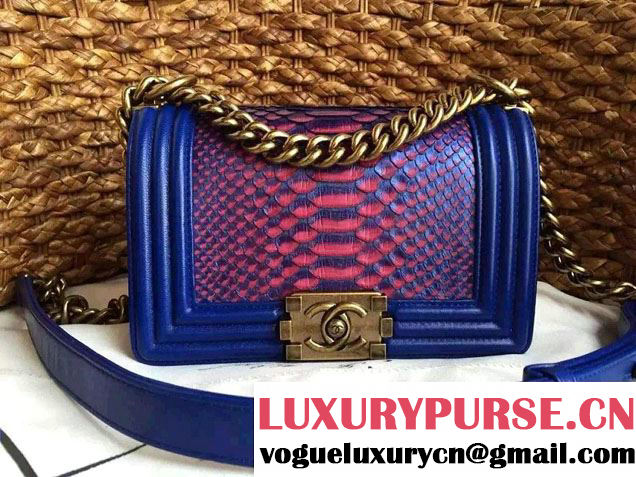 Chanel Le Boy Flap Small Bag in Python Leather 2015