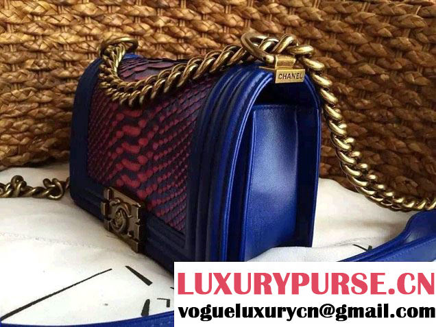 Chanel Le Boy Flap Small Bag in Python Leather 2015