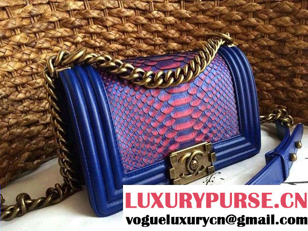 Chanel Le Boy Flap Small Bag in Python Leather 2015
