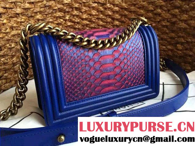 Chanel Le Boy Flap Small Bag in Python Leather 2015