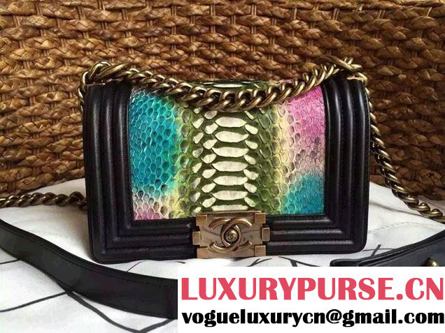 Chanel Le Boy Flap Small Bag in Python Leather 2015