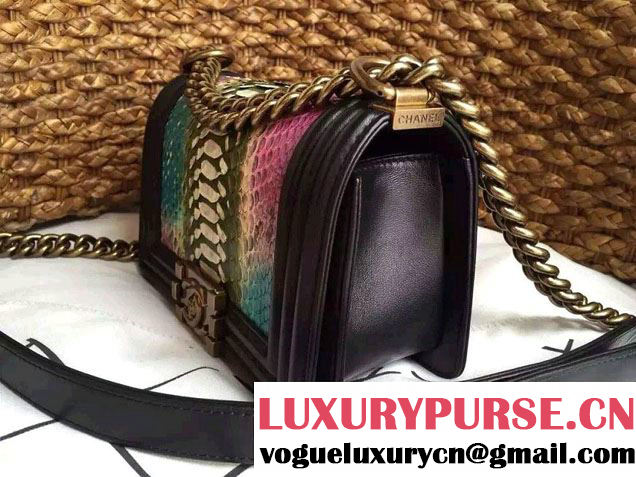 Chanel Le Boy Flap Small Bag in Python Leather 2015