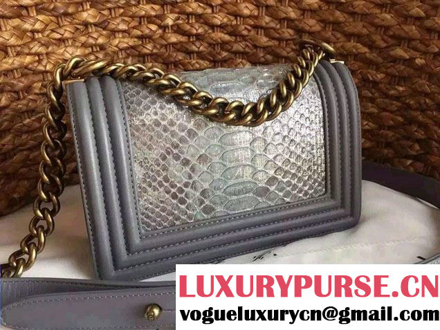 Chanel Le Boy Flap Small Bag in Python Leather 2015