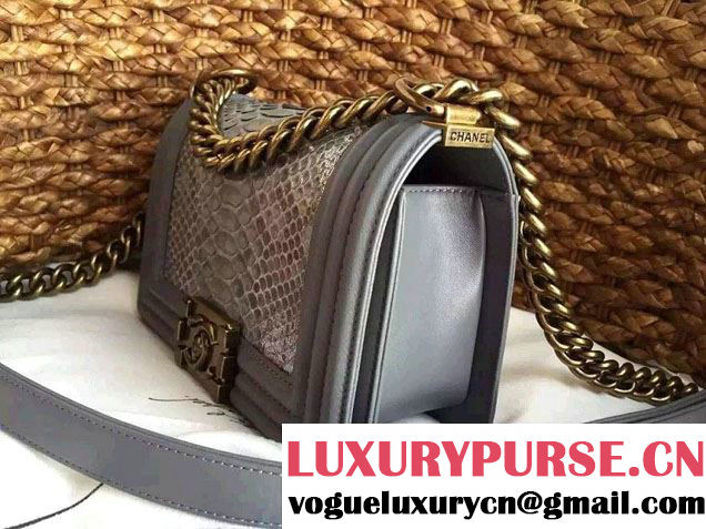 Chanel Le Boy Flap Small Bag in Python Leather 2015