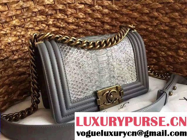 Chanel Le Boy Flap Small Bag in Python Leather 2015