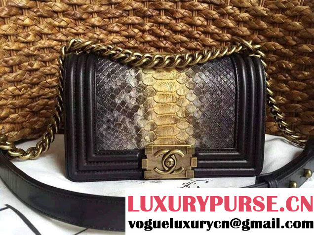 Chanel Le Boy Flap Small Bag in Python Leather 2015