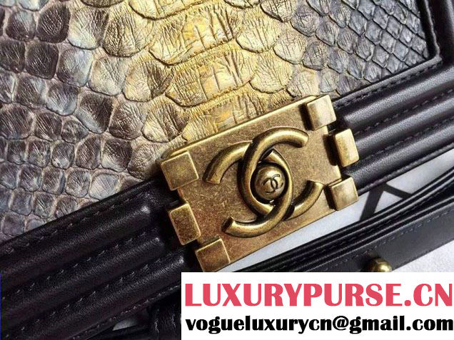 Chanel Le Boy Flap Small Bag in Python Leather 2015