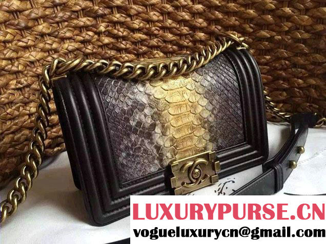 Chanel Le Boy Flap Small Bag in Python Leather 2015