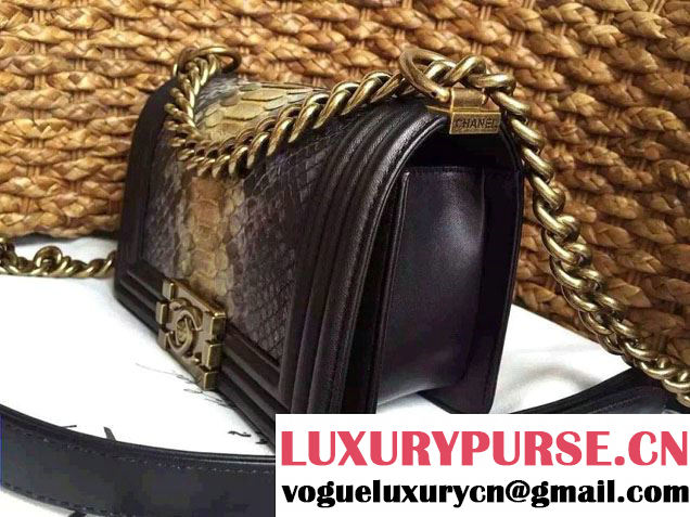 Chanel Le Boy Flap Small Bag in Python Leather 2015