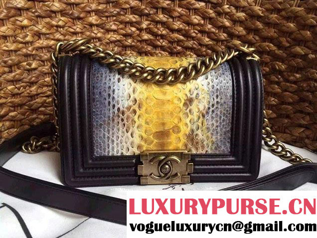 Chanel Le Boy Flap Small Bag in Python Leather 2015