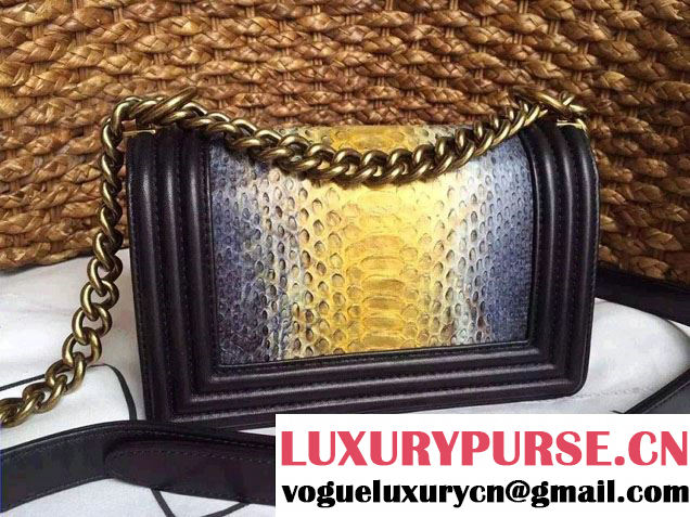 Chanel Le Boy Flap Small Bag in Python Leather 2015