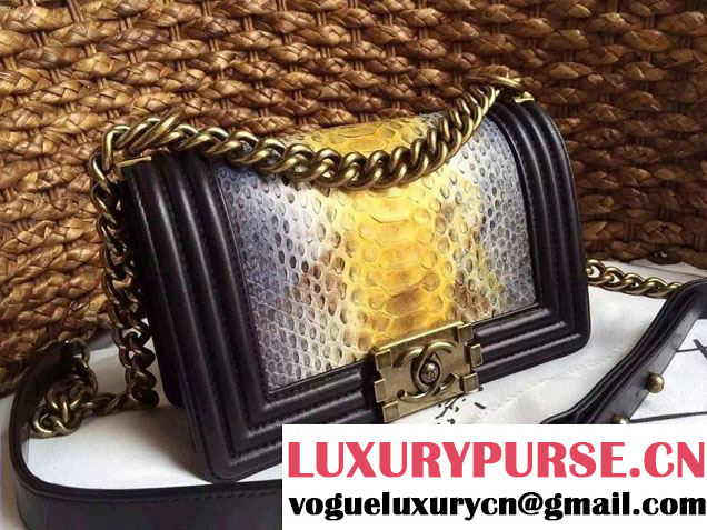 Chanel Le Boy Flap Small Bag in Python Leather 2015