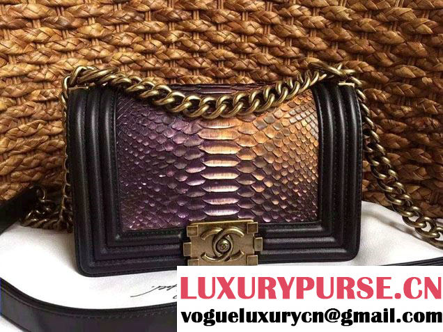 Chanel Le Boy Flap Small Bag in Python Leather 2015