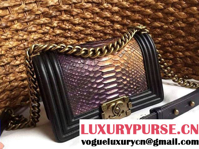 Chanel Le Boy Flap Small Bag in Python Leather 2015