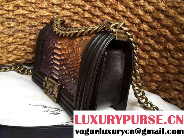 Chanel Le Boy Flap Small Bag in Python Leather 2015