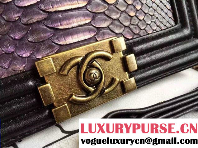 Chanel Le Boy Flap Small Bag in Python Leather 2015