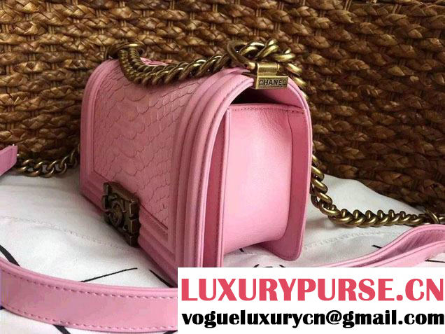 Chanel Le Boy Flap Small Bag in Python Leather 2015