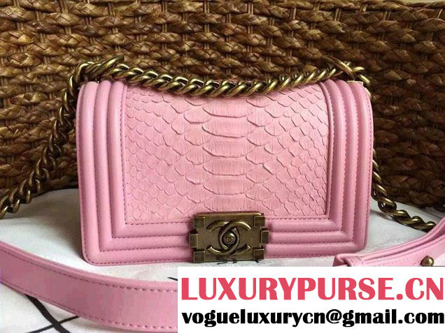 Chanel Le Boy Flap Small Bag in Python Leather 2015