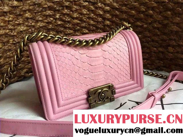 Chanel Le Boy Flap Small Bag in Python Leather 2015