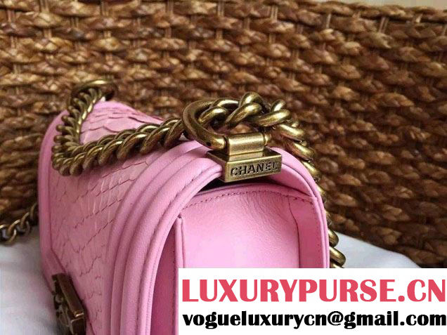 Chanel Le Boy Flap Small Bag in Python Leather 2015