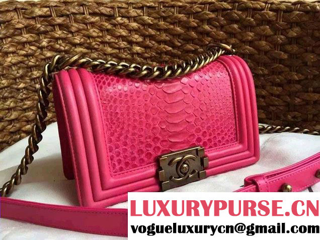 Chanel Le Boy Flap Small Bag in Python Leather 2015