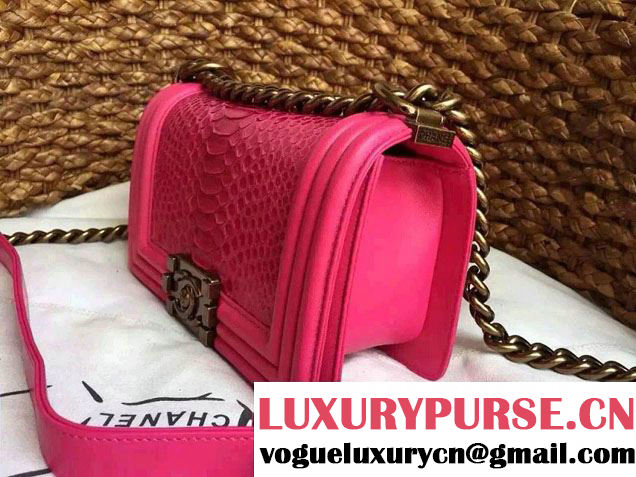 Chanel Le Boy Flap Small Bag in Python Leather 2015