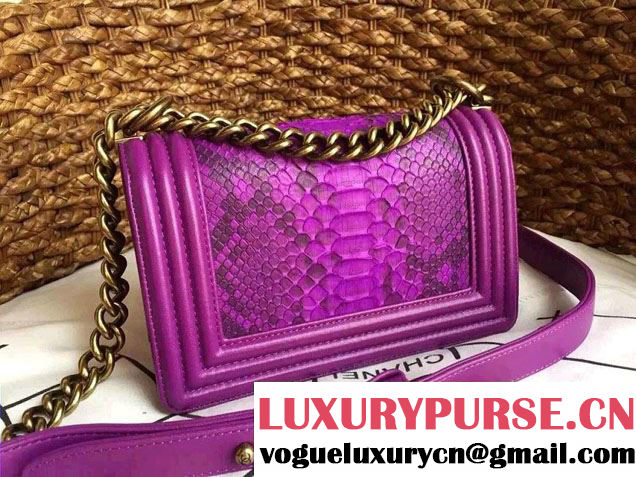 Chanel Le Boy Flap Small Bag in Python Leather 2015