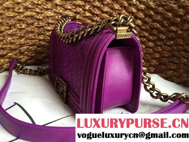 Chanel Le Boy Flap Small Bag in Python Leather 2015