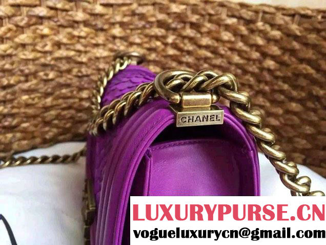 Chanel Le Boy Flap Small Bag in Python Leather 2015