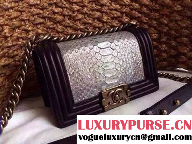 Chanel Le Boy Flap Small Bag in Python Leather 2015