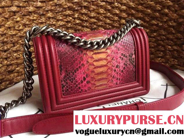 Chanel Le Boy Flap Small Bag in Python Leather 2015