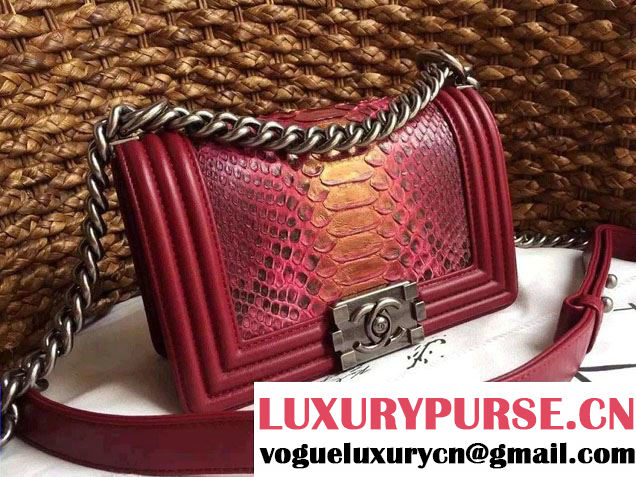 Chanel Le Boy Flap Small Bag in Python Leather 2015