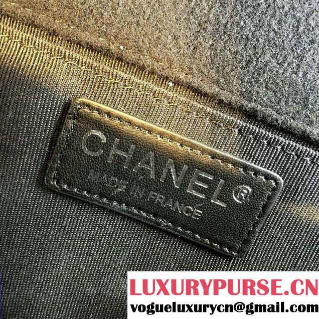 Chanel Felt Embellished With Crests Boy Flap Bag Black 2015