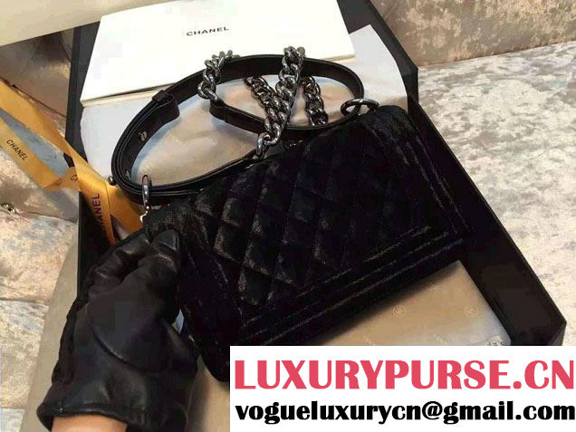 Chanel Velvet Small Boy Flap Bag Black Fall 2015