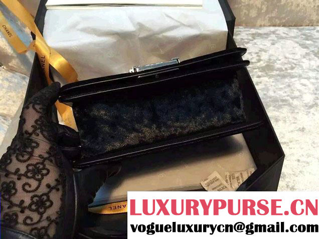 Chanel Velvet Small Boy Flap Bag Black Fall 2015