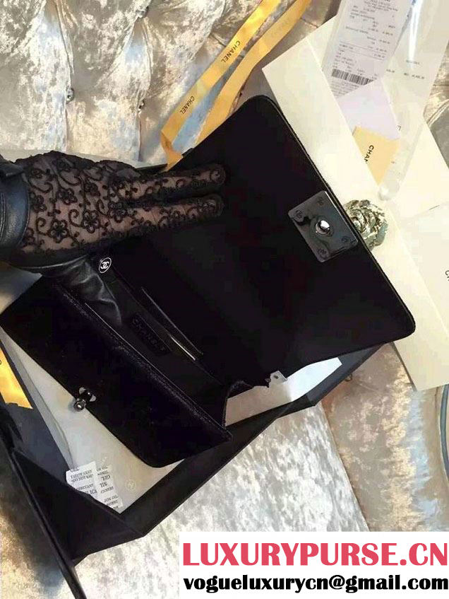Chanel Velvet Small Boy Flap Bag Black Fall 2015