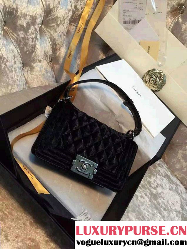 Chanel Velvet Small Boy Flap Bag Black Fall 2015