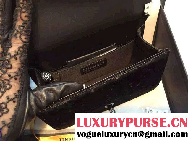Chanel Velvet Small Boy Flap Bag Black Fall 2015