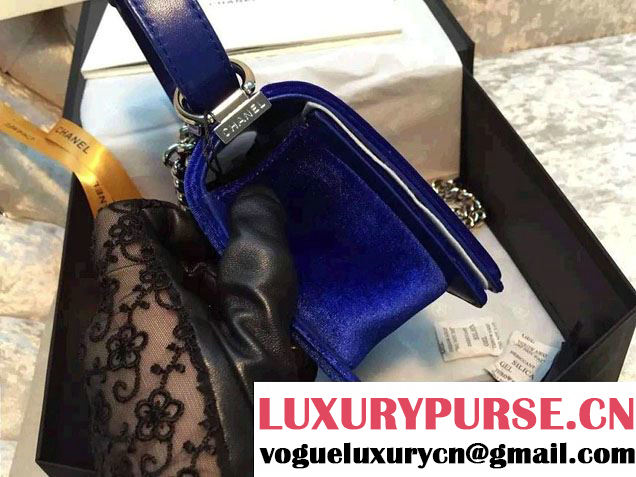 Chanel Velvet Small Boy Flap Bag Blue Fall 2015
