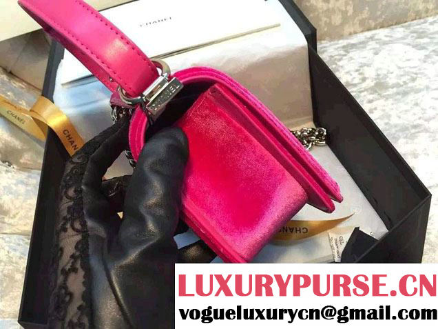 Chanel Velvet Small Boy Flap Bag Fuchsia Fall 2015