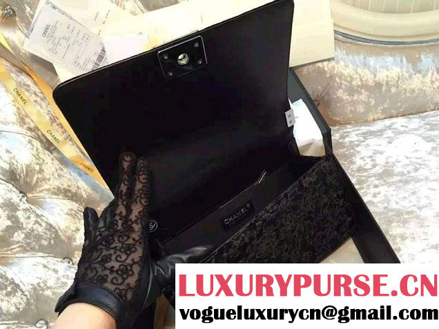 Chanel Velvet Medium Boy Flap Bag Black Fall 2015