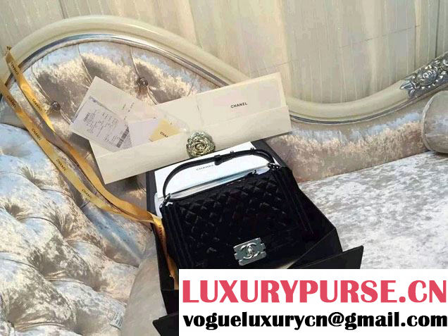 Chanel Velvet Medium Boy Flap Bag Black Fall 2015